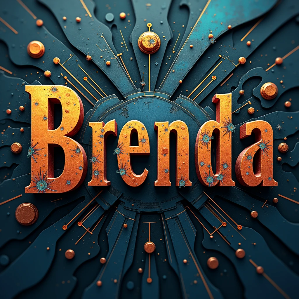 BRENDA text logo, correct text, organised text, alphabet letter text, extreme detail, 4k, masterpiece artworks, abstract arts, laboratory theme background
