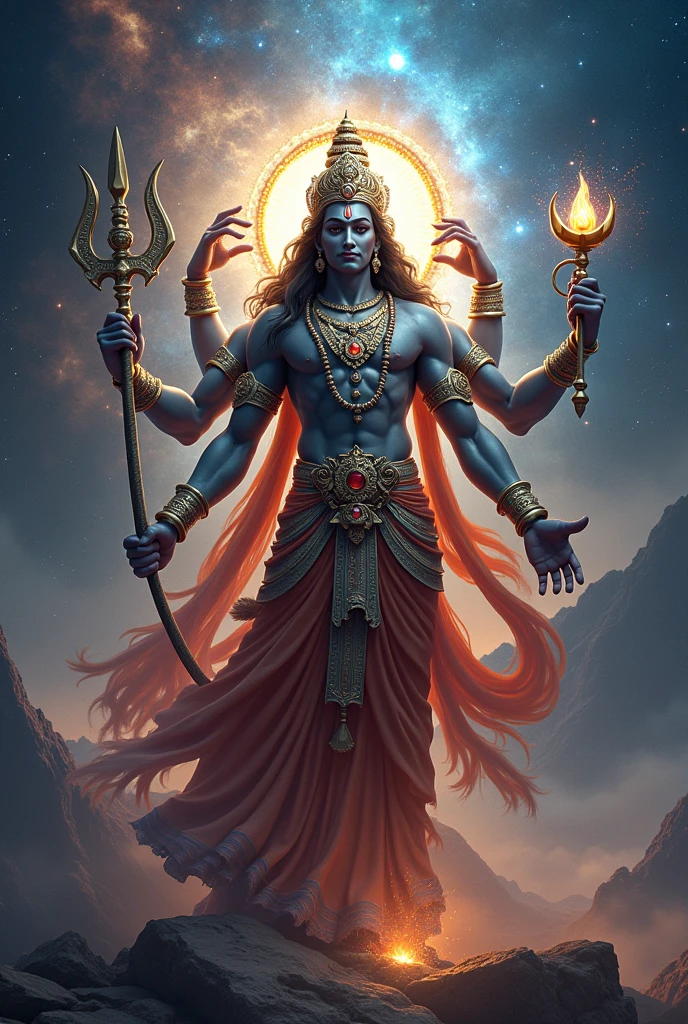 Mahavishnu image standing on universe