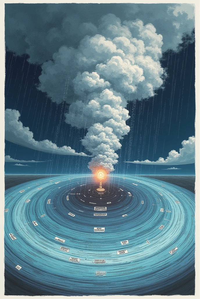 A labeled diagram of the storm, Eye of the Storm, eye of the storm, and rain band.

