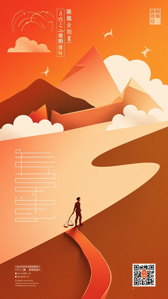 poster design,The end of the road is the scales representing the law,Wealth Elements,Gold Tone,Illustration Design,Flat,abstract,fractal design,Clean picture,No text
