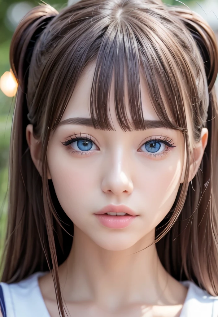 Sailor suit、、A beautiful girl in the world、Glowing Skin、sparkle on the cheeks、Bangs between the eyes、光沢のあるシルクと非常に長くてまっすぐなbeautiful天然ブロンド、eyeliner、Sexy and beautiful 35 years old、High resolution, big, beautiful, bright light blue eyes、Beautiful and bright、sharp、