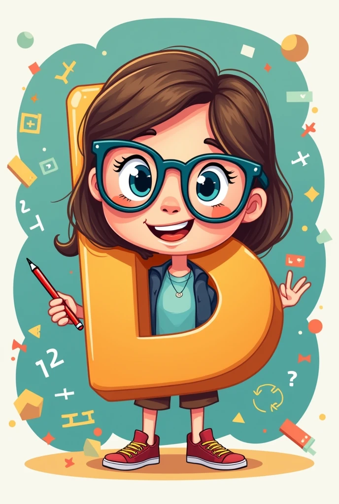 Create a cute math teacher logo with the letter B