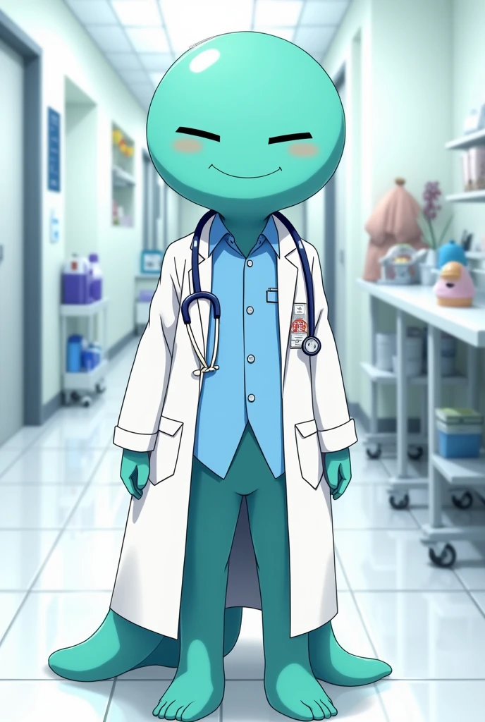Rimuru tempest of tensura wearing a doctor's uniform