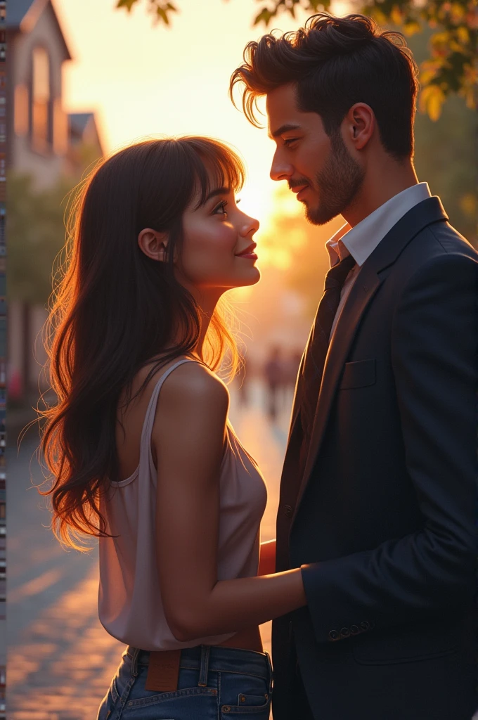 Ek ladki Ek ladke Ko pyar wali najron se dekh rahi hai jo usse thodi dur per khada hai donon Ek hi jagah per hai College se bahar