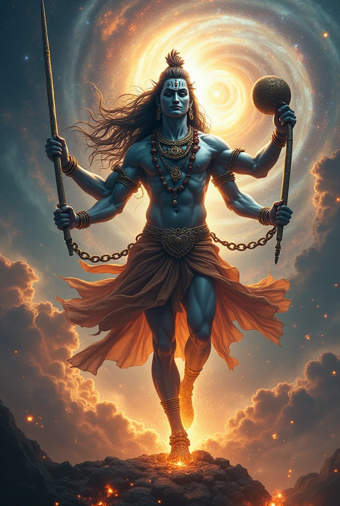 Sada shiv dancing tandav and creating universe with damru