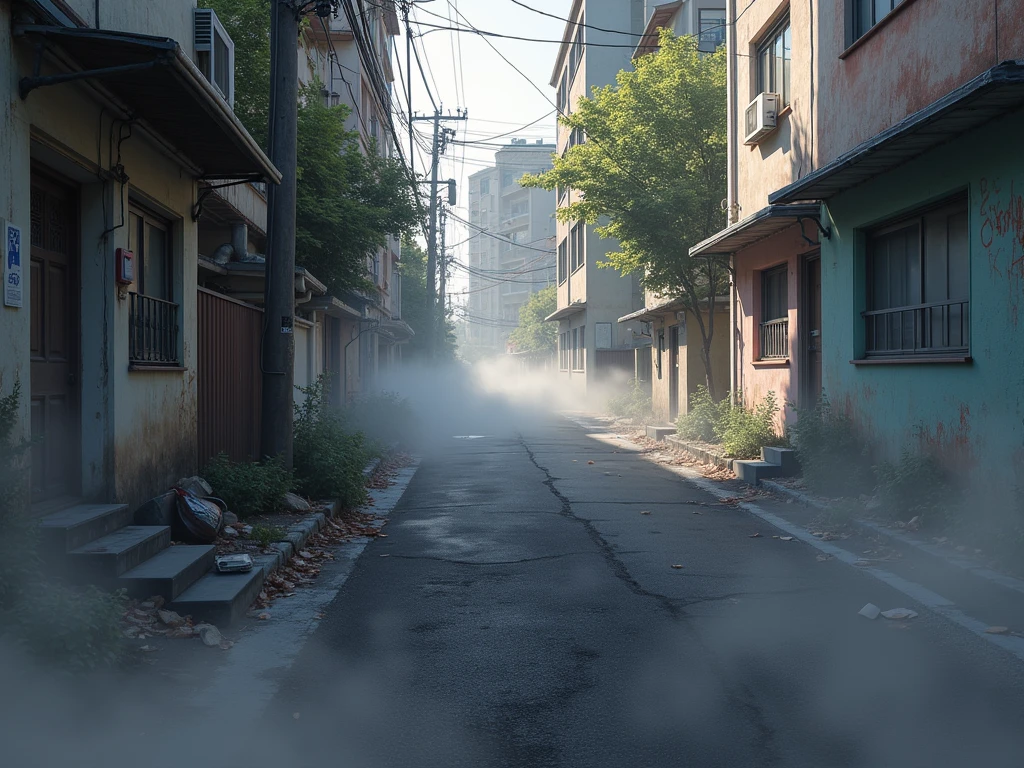 Tokyo、Dilapidated residential area、Uninhabited ruins、fog
