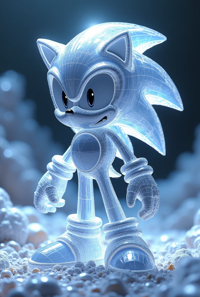 sonic made of large shiny crystals