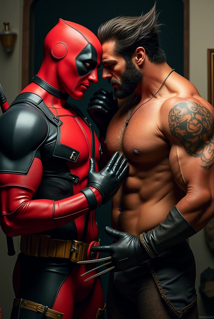Deadpool touched worlverine's dick and squeezed it