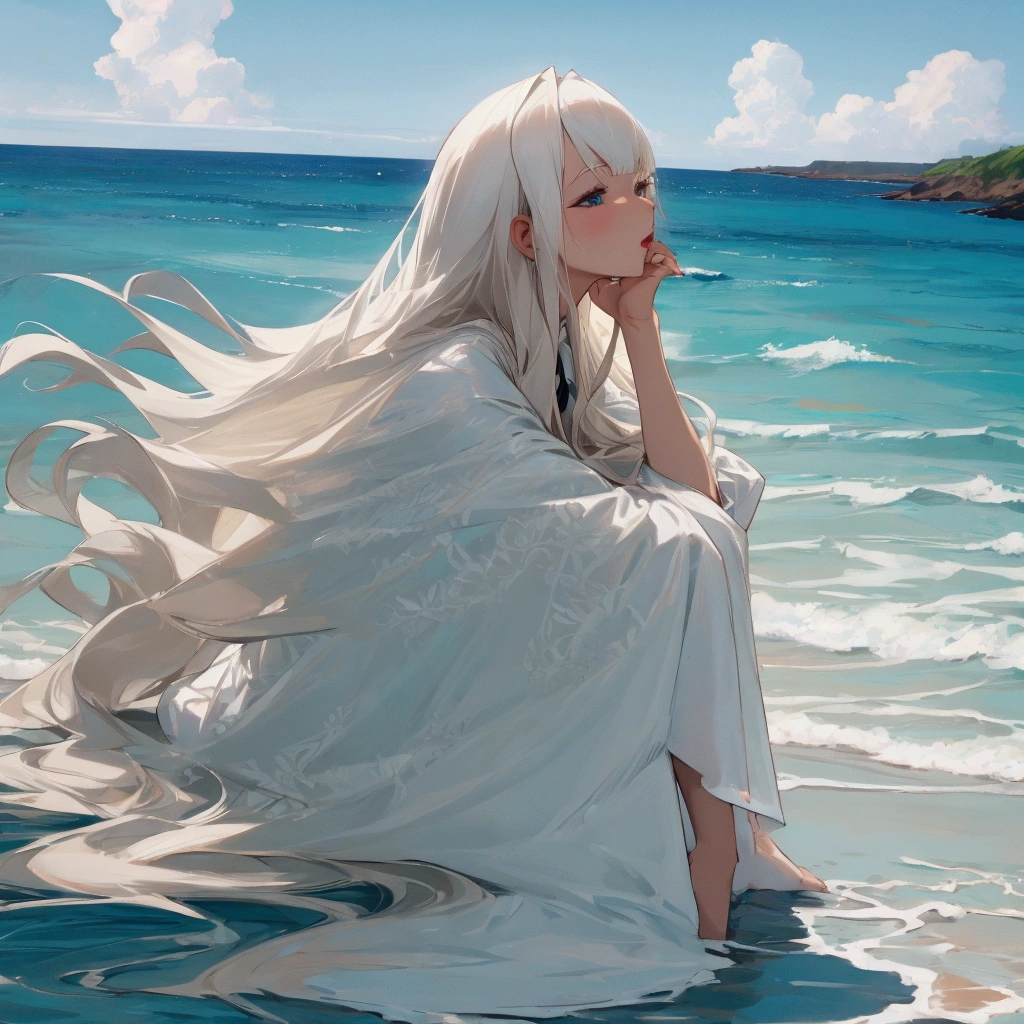 White-haired girl，Tide blowing，fullnude，parks，masturbation