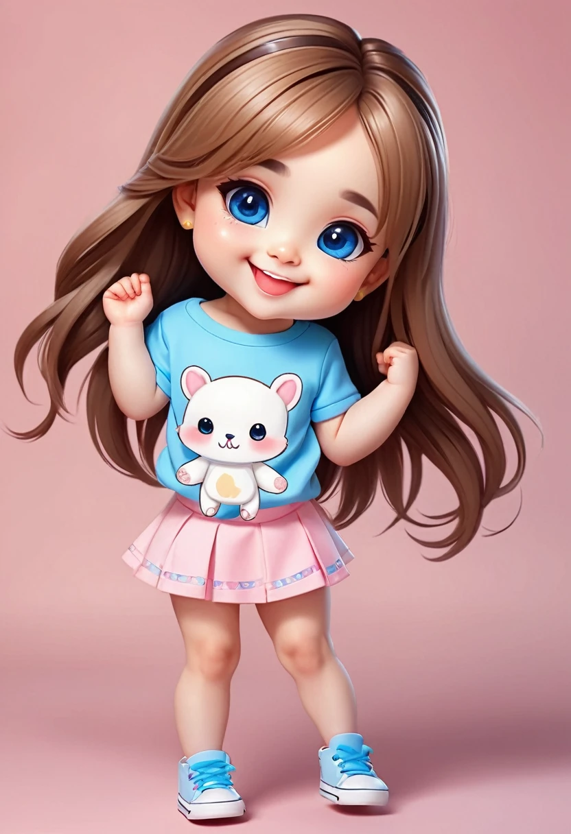  cute chibi style, Fashion Style 2023, Stylish Theme, expressive, glad, beautiful smile, beautiful straight hair, professional model, Cute poses, bionde, blue eyes
