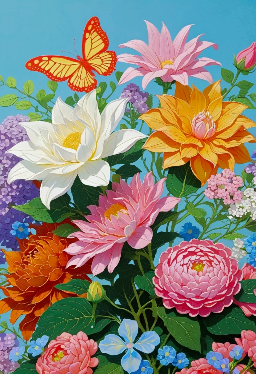 Close-up of a bouquet of flowers, The art style of Dragon King, Shin Jin Hye Art, Inspired by Yoshio Markino, Aoyama Tokio, Hiroyuki, Popular Japanese 3D Ultra Detailed, Goto Indian Summer, Ultra-fine details