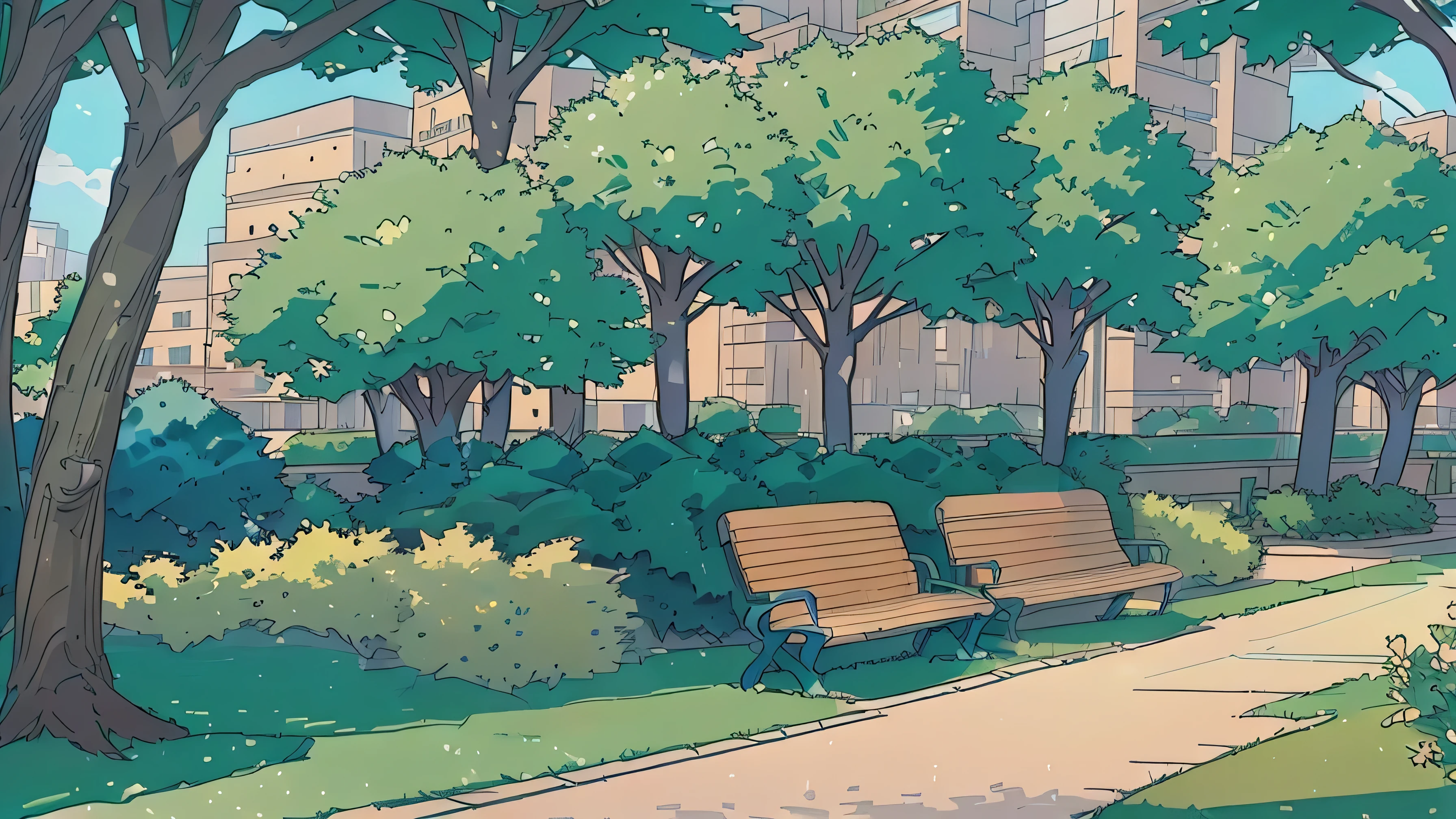 bushes and grass, city park