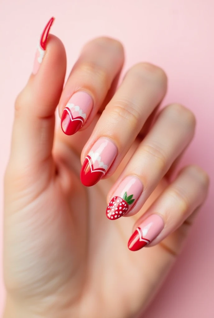 Make me modern simple nails inspired by strawberrys