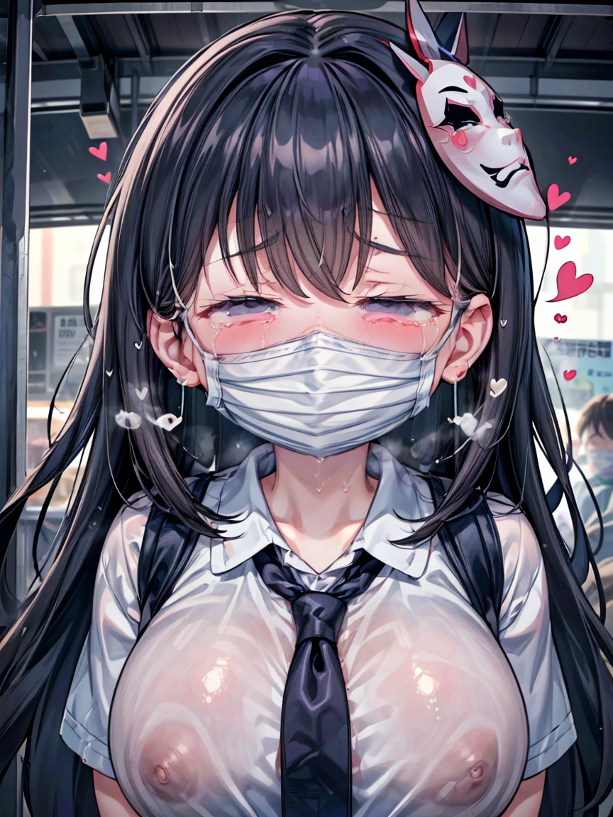 (Girl, Fat middle-aged man:1.2)、(girl)、(mask:1.6)、(Molester:1.3)、blush、convenience store、bus stop、Very detailed、High resolution、4K、masterpiece、High resolution、(tears:1.8)、(heart:1.6)、(rape)、(despair:1.6)、(Half-close your eyes:1.6)、(Sweaty:1.3)、(Big Breasts)、(Push one&#39;s groin forward)、(Squat)、(Feels good:1.3)