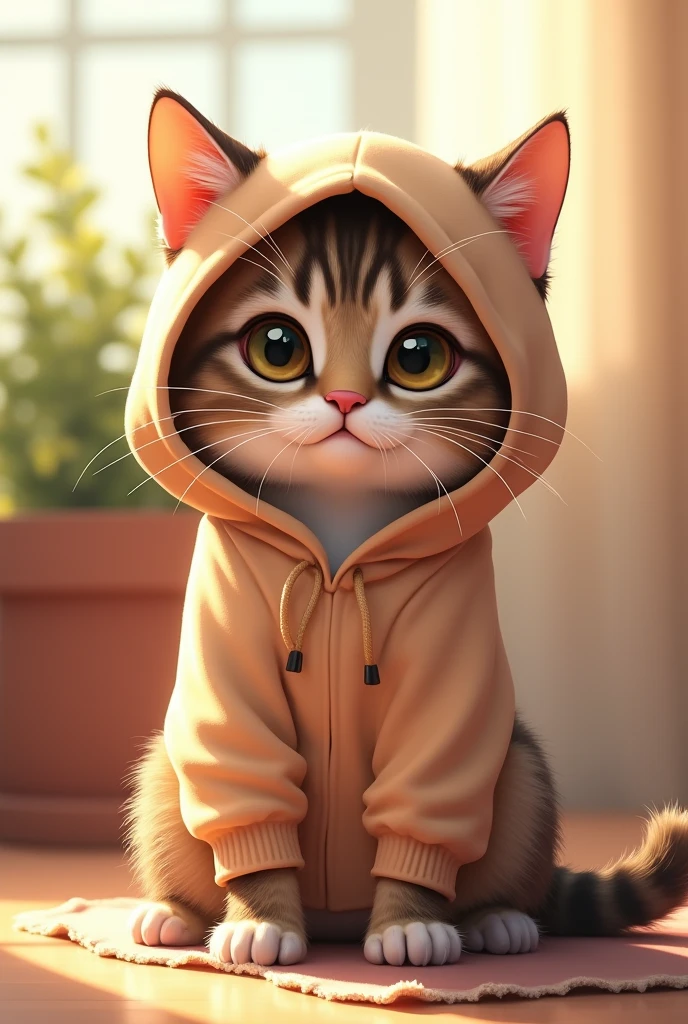 A cute cat with hoodie 