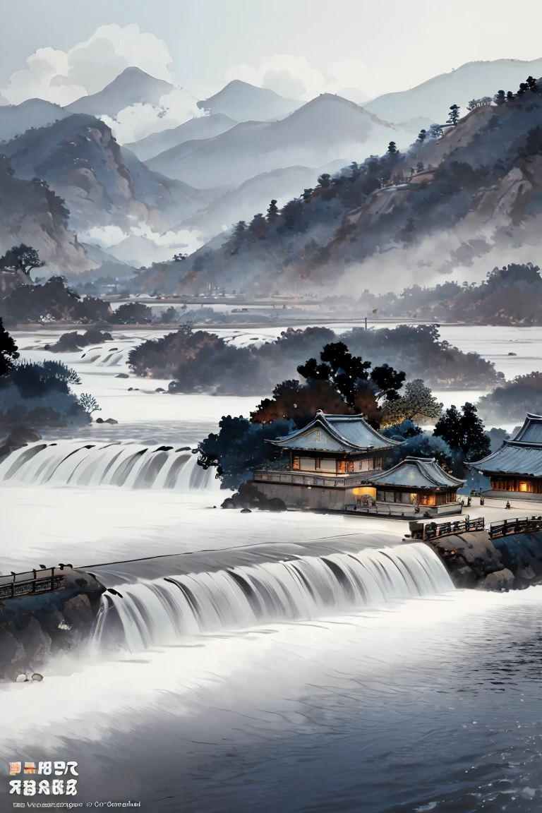 Layout of the Mix plug-in, Carefully crafted by Yoshitaka Amano, who is highly skilled in digital art and. This piece is very popular on ArtStation,It is compatible with Unreal Engine. The scenes feature traditional Chinese architecture, all set against a backdrop of majestic mountains.,Flowing water and subtle elements.