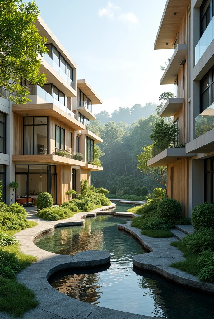 housing estate ,modern design , beautiful,Being in harmony with nature