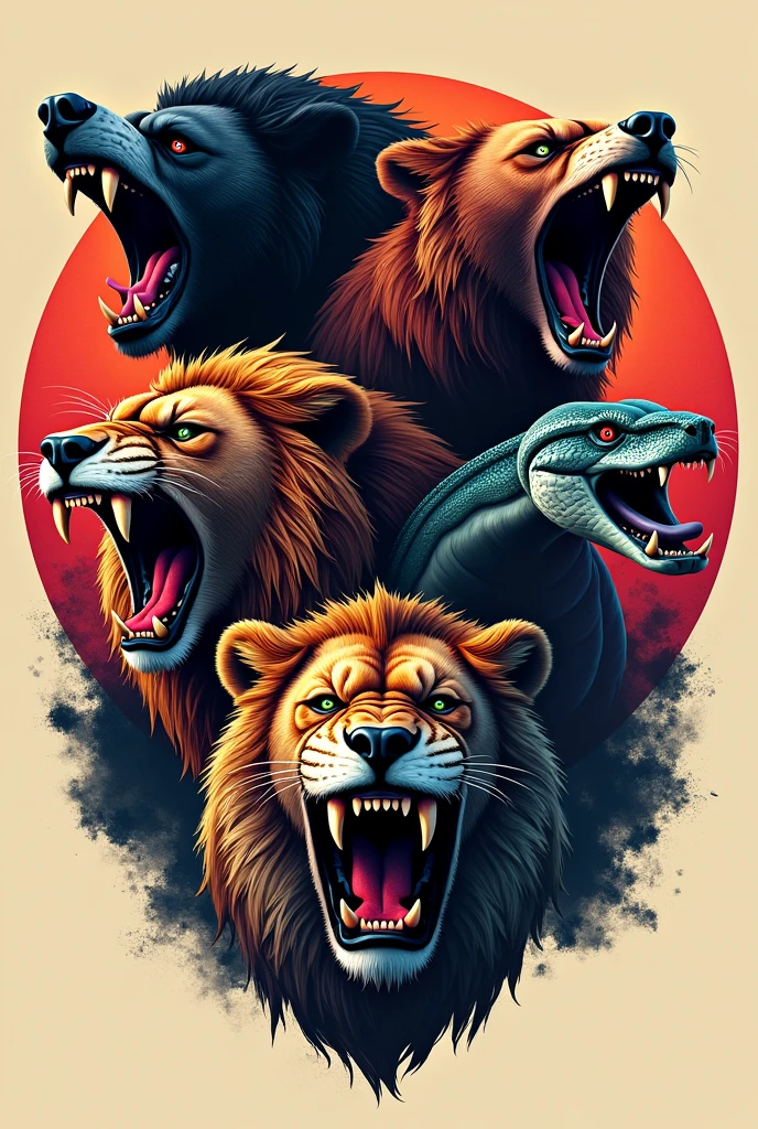 Angry animals 2d photo t shirt disign