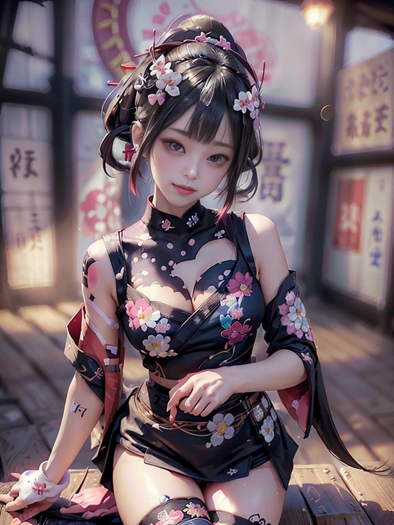 (Full Body View:1.3)、(Beautiful lips and cheeks:1.4)、(Beautiful courtesan:1.4)、(Smiling with teeth showing:1.3),(Shibuya Gal:1.5)、(The atmosphere of a geisha:1.5)、(White, red, magenta, and blue miniskirt courtesan kimono showing cleavage:1.5)、(New Year:1.4)、(Luxury hair ornaments/hairpin:1.5)、(Short kimono:1.3)、(Make-up like a maiko:1.5)、(Bewitching Woman:1.3)、(Dense kimono:1.4)、(Wearing flashy knee socks:1.2)、(The underwear has an embroidered pattern:1.4)、40 years old、(Dance vigorously:1.3)、((Highest quality、8k、masterpiece:1.3))、1 Female、Slim and beautiful abs:1.3、(hairstyle casual、Beautiful boobs:1.1)、dress:1.1、Super small face、Narrow eyes、double eyelid、A sloppy smile、Esbian all over body、Dynamic Angle、Close-up、CPL Filter、Blurred Background、Bokeh、Blue Hour、Detailed face and skin texture、Detailed eyes、double eyelid,(Twin tails:1.3)、(Black-brown hair:1.3)、Gravure idol、(The background is a gorgeous Meiji-era Kabuki stage.:1.3)、(Thin body:1.2),(Thin thighs:1.5),(clavicle:1.1)