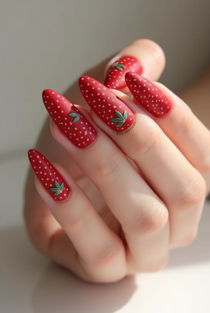 Make me modern nails inspired by strawberrys with matt finish