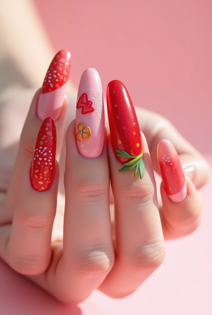 Make me modern nails inspired by strawberrys