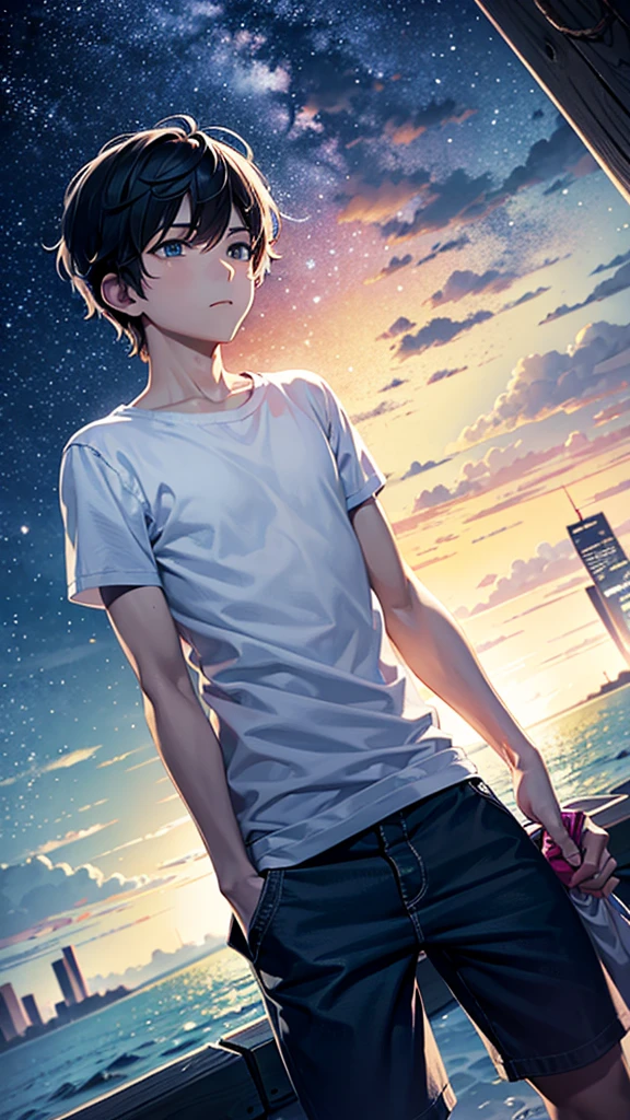 Alone boy in the night