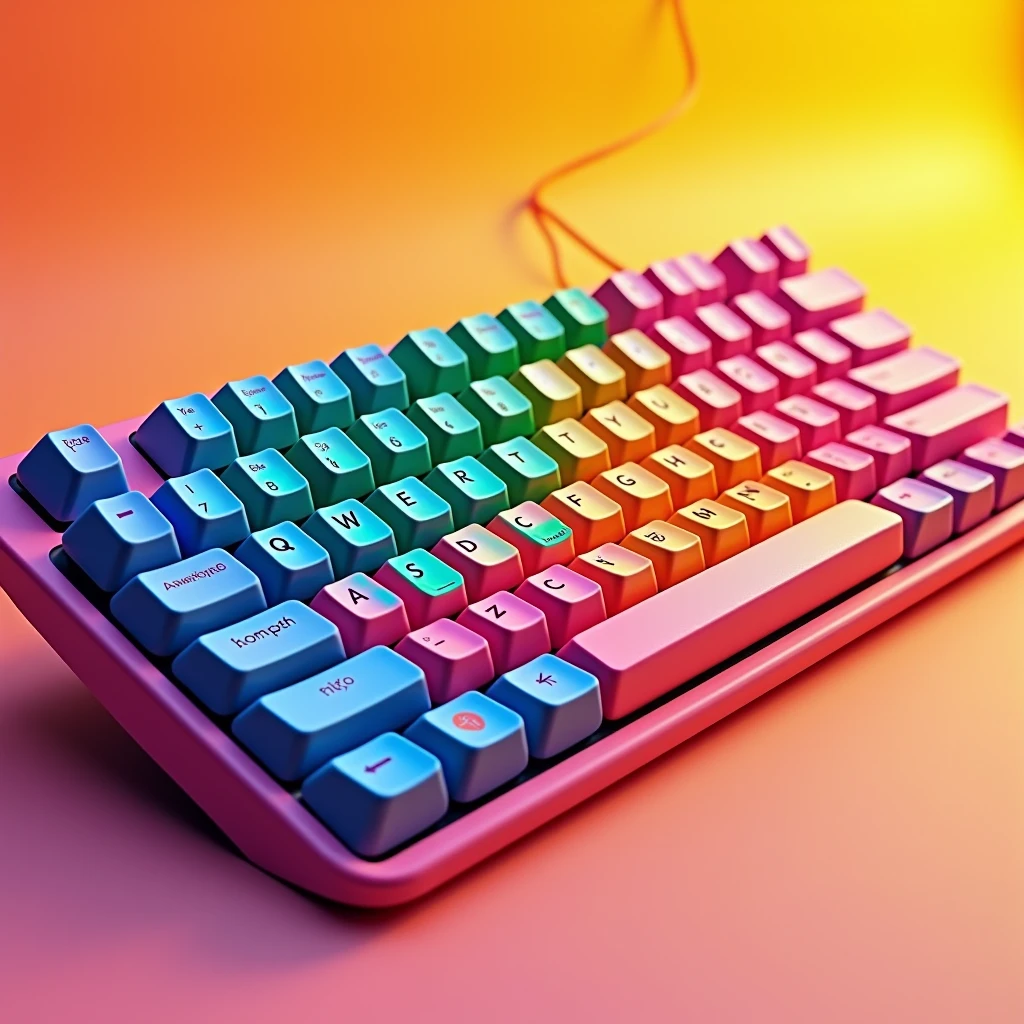 Create keyboard for Marketing ,bright tone , bright colors, many keyboard