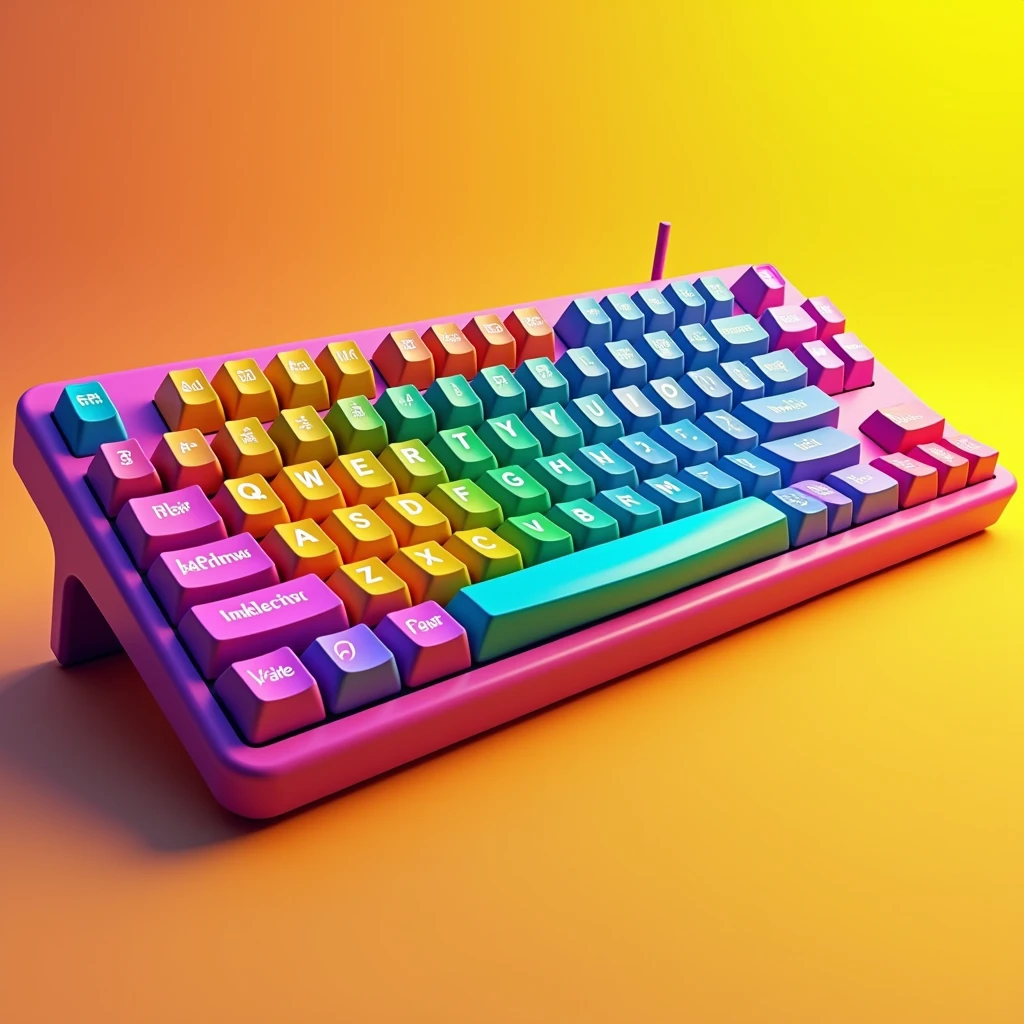 Create keyboard for Marketing ,bright tone , bright colors, many keyboard