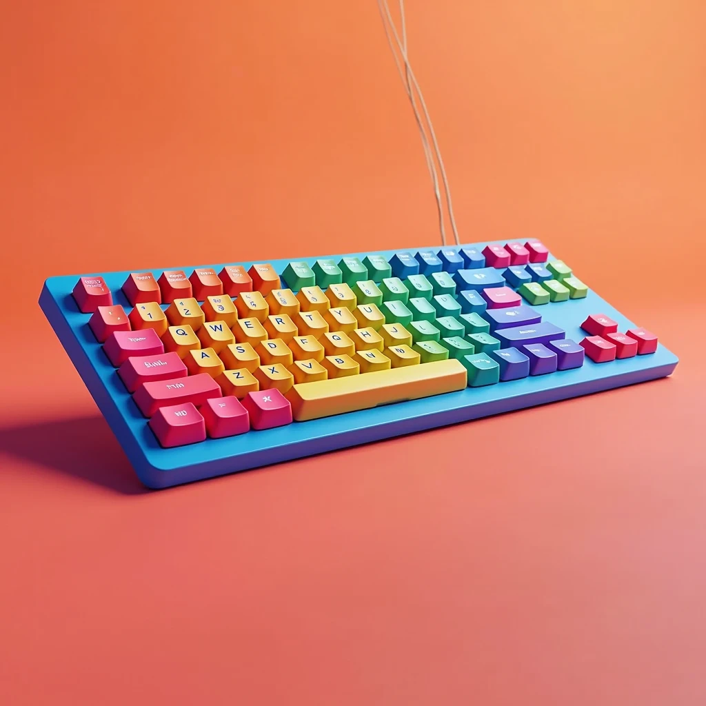Create keyboard for Marketing ,bright tone , bright colors, many keyboard