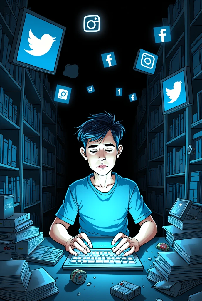 Editorial cartoon that shows social media addiction