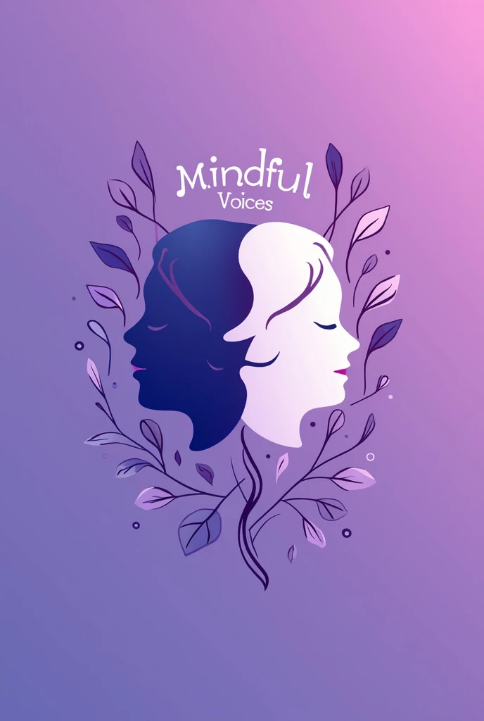 a logo for the advocacy page named "Mindful Voices" that focuses on mental health awareness, depression, anxiety, and cyber bullying. must be purple theme.