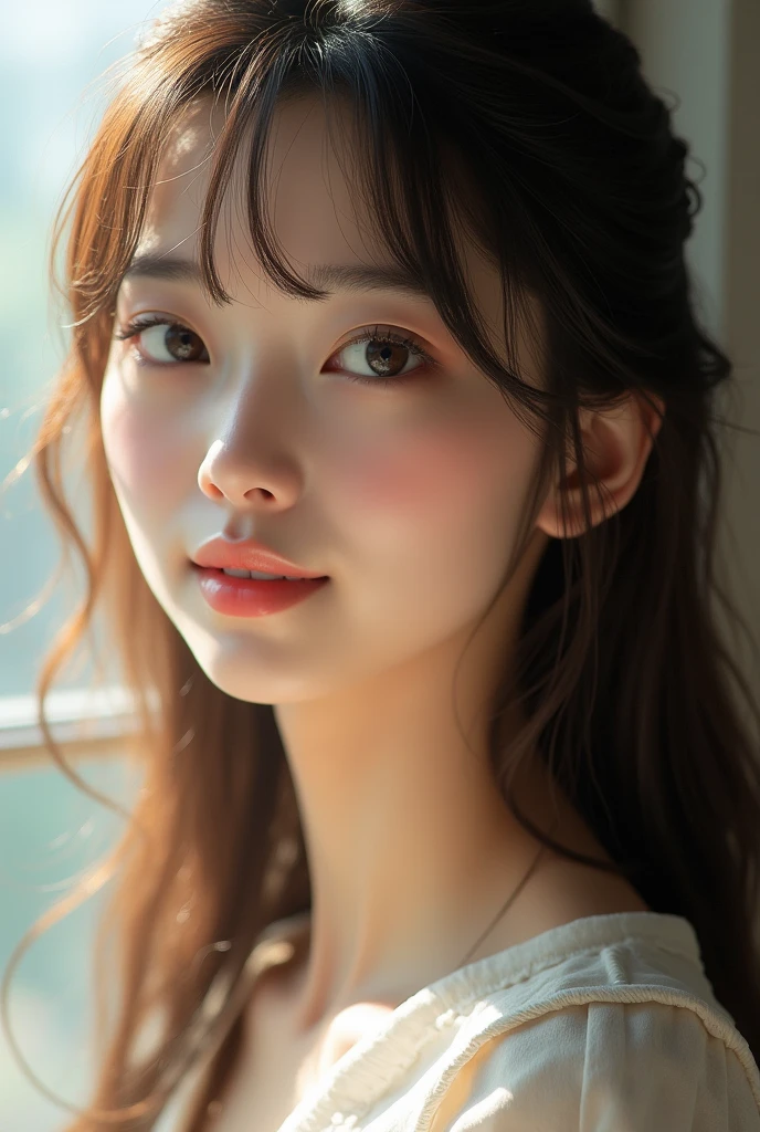 Memory correction:255, Everything modern:1.66, Cute Japanese Women Photos, smile:1.78, 20-year-old, oil, One Length Hair&Hair straightening balm:1.55, (photo Realistic:1.4), (hyper Realistic:1.4), (Realistic:1.3), (Smoother lighting:1.05), (Improving the quality of cinema lighting:0.9), 32K, 1 person,20-year-oldの, Realistic lighting, Backlight, The light shines on your face, Ray Tracing, (Bright light:1.2), (Improvement of quality:1.4), (Highest quality Realistic textured skin:1.4), fine grain, Detailed face,(smile:0), (Emphasis on face close-up:1.3), (Enhances the beauty of skin texture:1.1),((Extremely precise and accurate anatomy:1.0)), (Enhances the beauty of skin texture:1.1), Clean and glowing skin, mesh, thin:1.2, (Realistic:1.3), Realisticなライティング, (Smoother lighting:1.05), 32K, One Japanese woman, fine grain, Detailed face, (Film Grain:1.1),(Accentuates body lines:1.1), High resolution, Natural look, Kind eyes, Improves hair quality, Delicate light and shadow, Transparent muscles, Graceful pose, Beautiful Eyes, Sharp details, Soft light reflection, Beautiful contours, Delicate skin tone, Fine hair texture,Cute Japanese Women Photos,((Women's Summerwear))