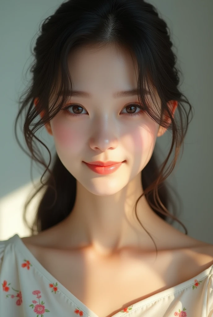 Memory correction:255, Everything modern:1.66, Cute Japanese Women Photos, smile:1.78, 20-year-old, oil, One Length Hair&Hair straightening balm:1.55, (photo Realistic:1.4), (hyper Realistic:1.4), (Realistic:1.3), (Smoother lighting:1.05), (Improving the quality of cinema lighting:0.9), 32K, 1 person,20-year-oldの, Realistic lighting, Backlight, The light shines on your face, Ray Tracing, (Bright light:1.2), (Improvement of quality:1.4), (Highest quality Realistic textured skin:1.4), fine grain, Detailed face,(smile:0), (Emphasis on face close-up:1.3), (Enhances the beauty of skin texture:1.1),((Extremely precise and accurate anatomy:1.0)), (Enhances the beauty of skin texture:1.1), Clean and glowing skin, mesh, thin:1.2, (Realistic:1.3), Realisticなライティング, (Smoother lighting:1.05), 32K, One Japanese woman, fine grain, Detailed face, (Film Grain:1.1),(Accentuates body lines:1.1), High resolution, Natural look, Kind eyes, Improves hair quality, Delicate light and shadow, Transparent muscles, Graceful pose, Beautiful Eyes, Sharp details, Soft light reflection, Beautiful contours, Delicate skin tone, Fine hair texture,Cute Japanese Women Photos,((Women's Summerwear))