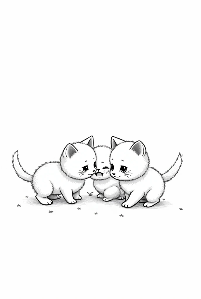 Create a picture of cute kittens, to color in black and white (NO COLORING)