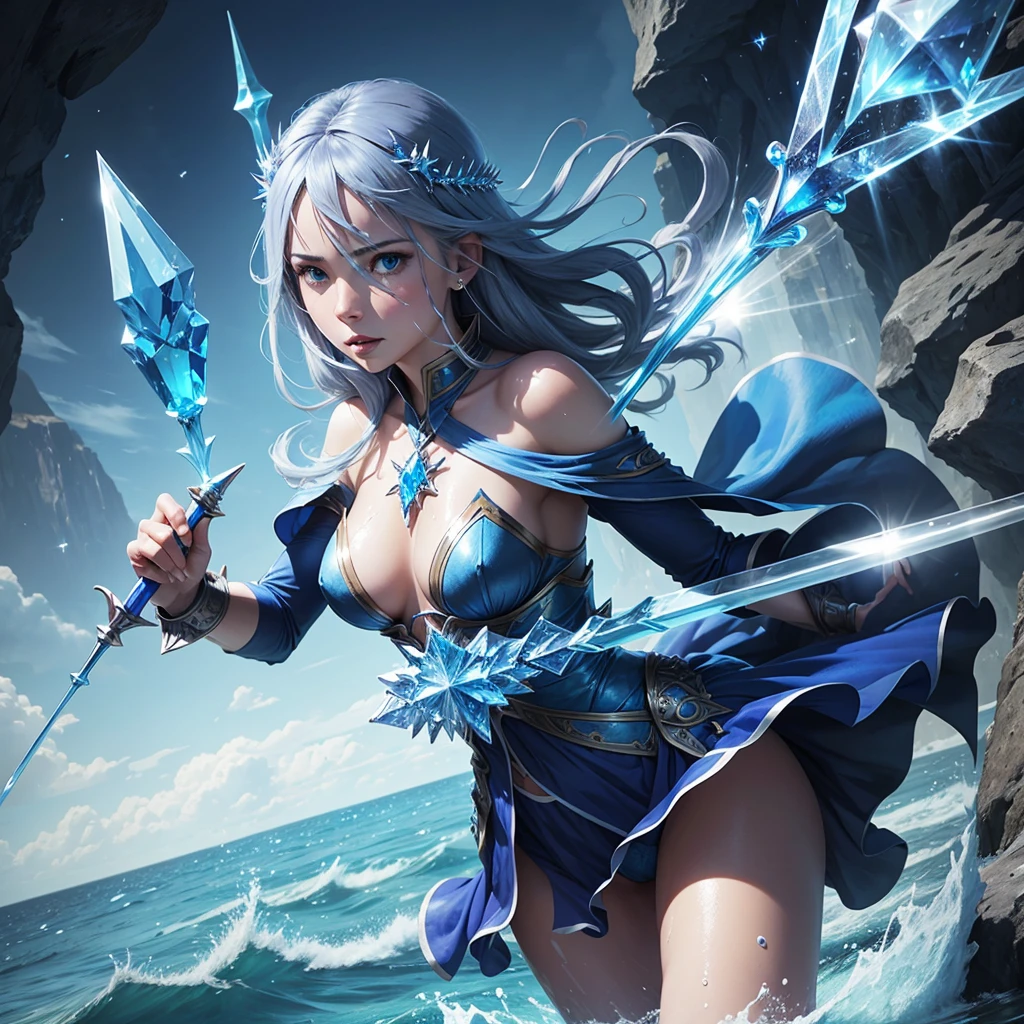 Blue Crystal Spear, water