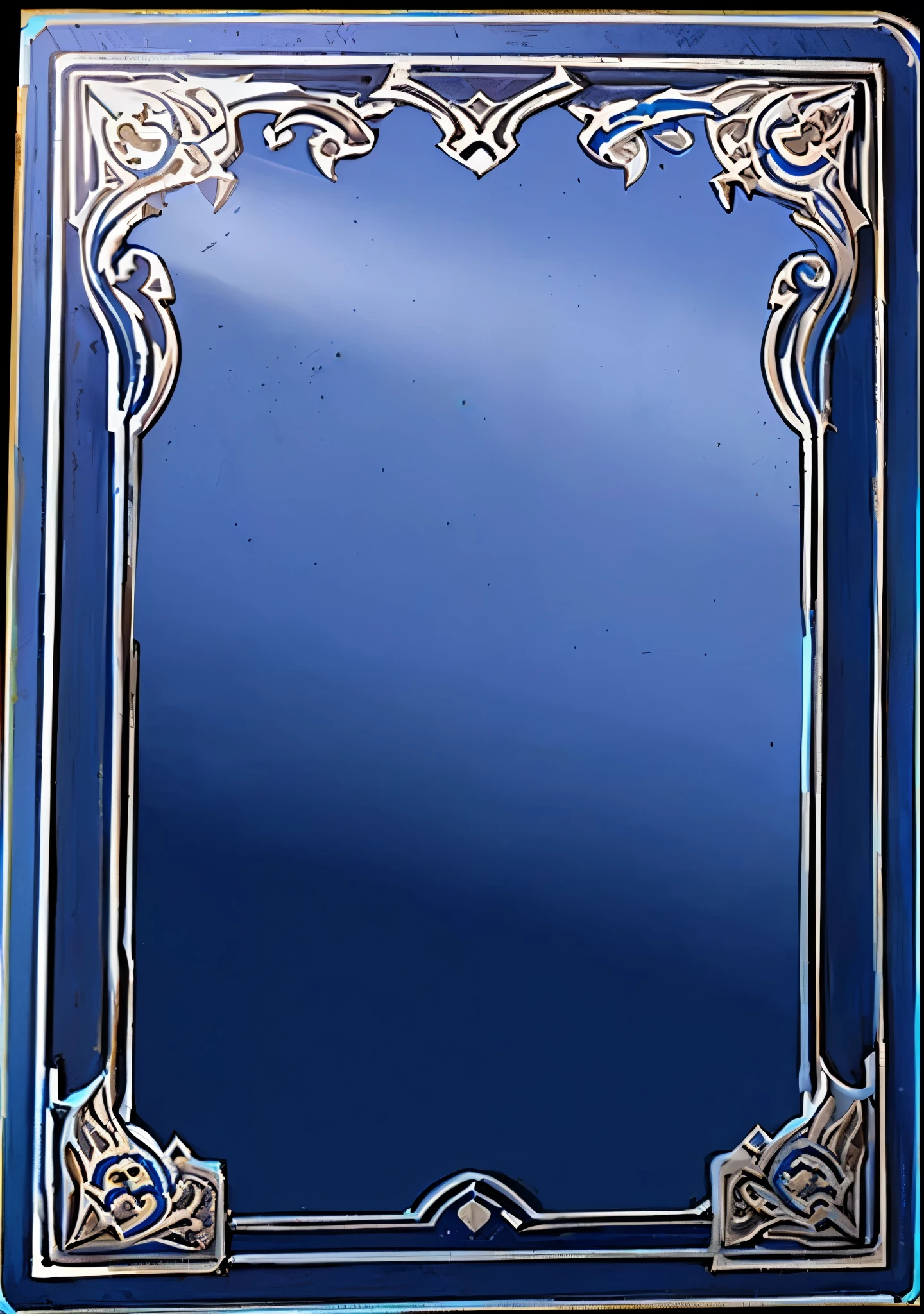 a blue card with metallic details please clean up the edges, and metallic parts make the details clearer with more shine