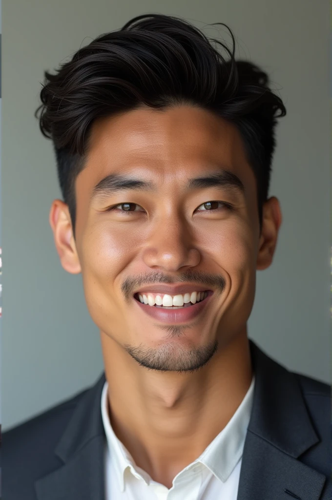 A handsome guy in his late 20's who is half Asian and half Italian.