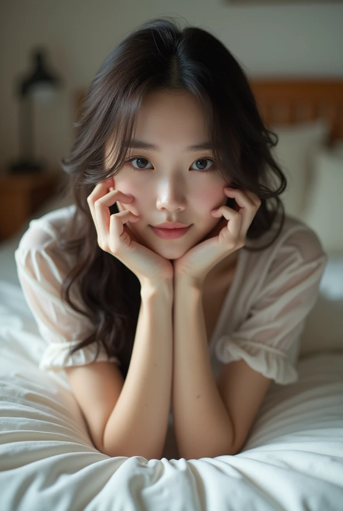 Realistic photo, 25 year old Japanese woman, Lie on the bed with your legs spread, Detailed face and body, Natural light, High resolution, photoRealistic, (Highest quality,8k,High resolution,masterpiece:1.2),Very detailed,(Realistic,photoRealistic,photo-Realistic:1.37),Realistic skin texture,Fine eyes and lips,Beautifully detailed face,Long eyelashes,Smooth Skin,Natural body shape