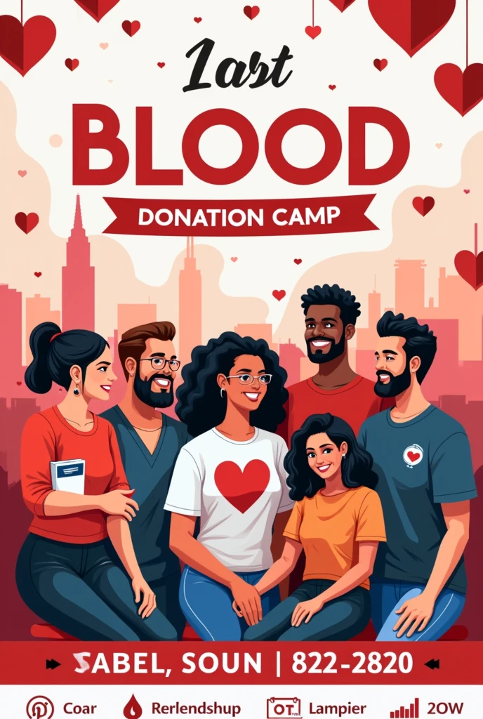 Blood donation poster-
Design a poster encouraging people to donate blood in an upcoming camp