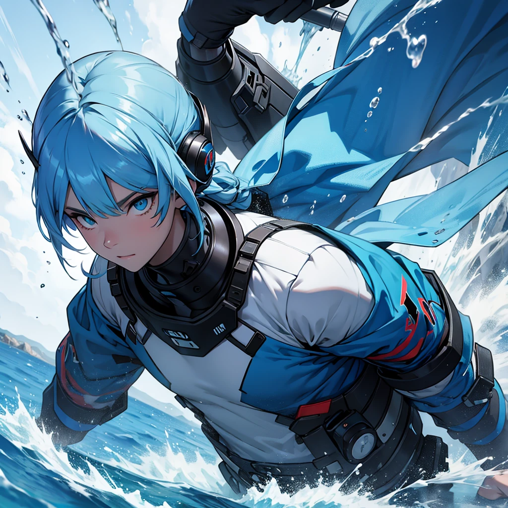 Blue powder, humanoid, water