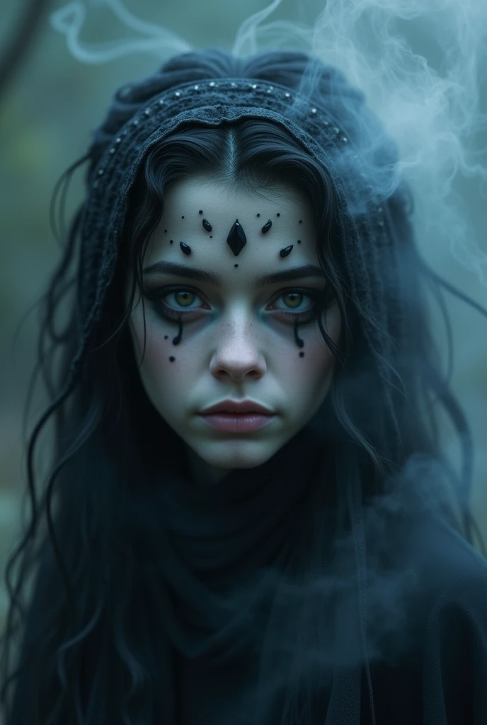 Create a female avatar with the name Young Nightmer , hyperrealistic digital art photography, detailed, smoke, mist, mysterious night, atmospheric, moody