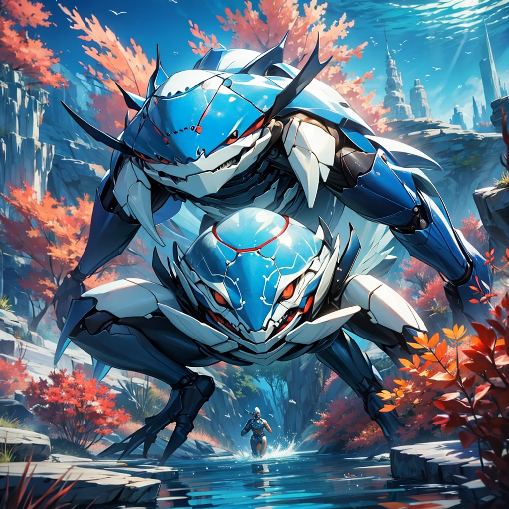 Blue crab, humanoid, aquatic biome