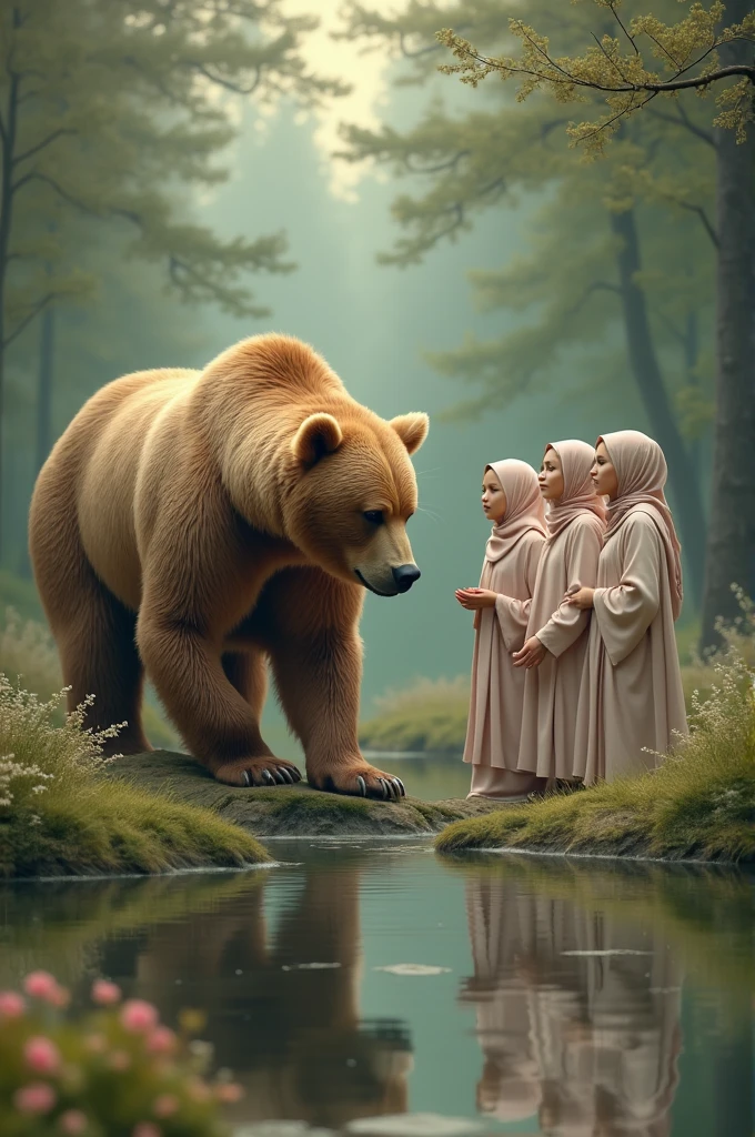 women hijab brown bear