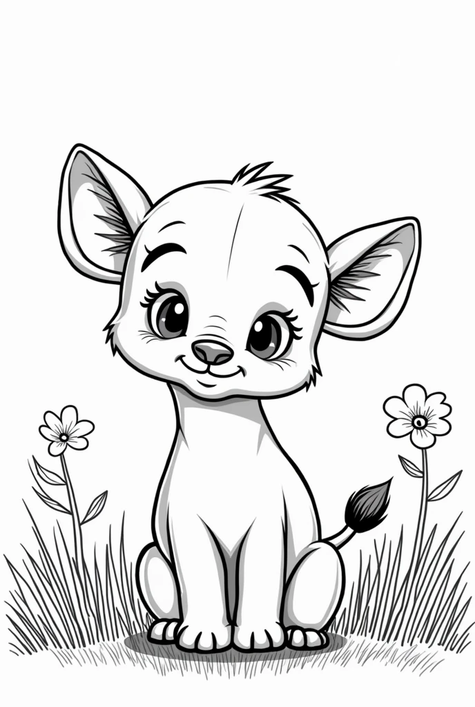 Create 25 distinct images, each in A4 size, of cute savannah animals in black and white, one animal per leaf. For coloring book 