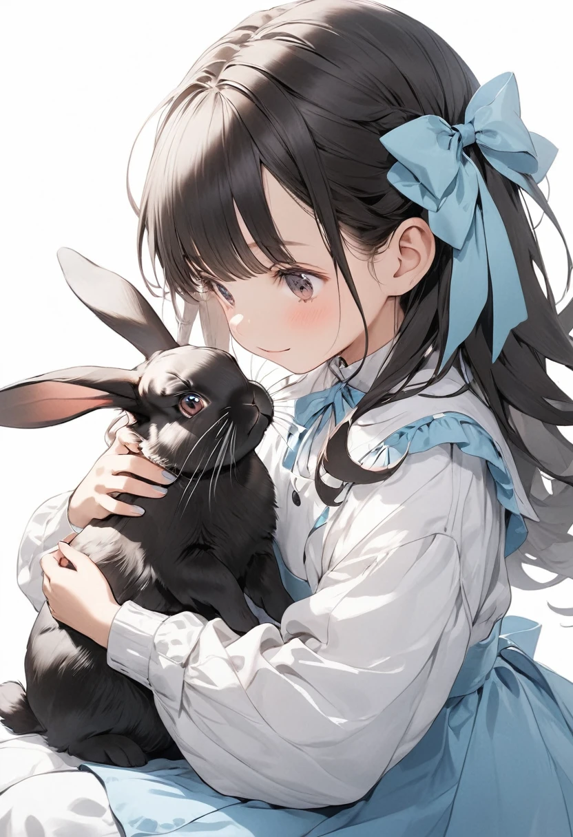 girl playing with rabbit
