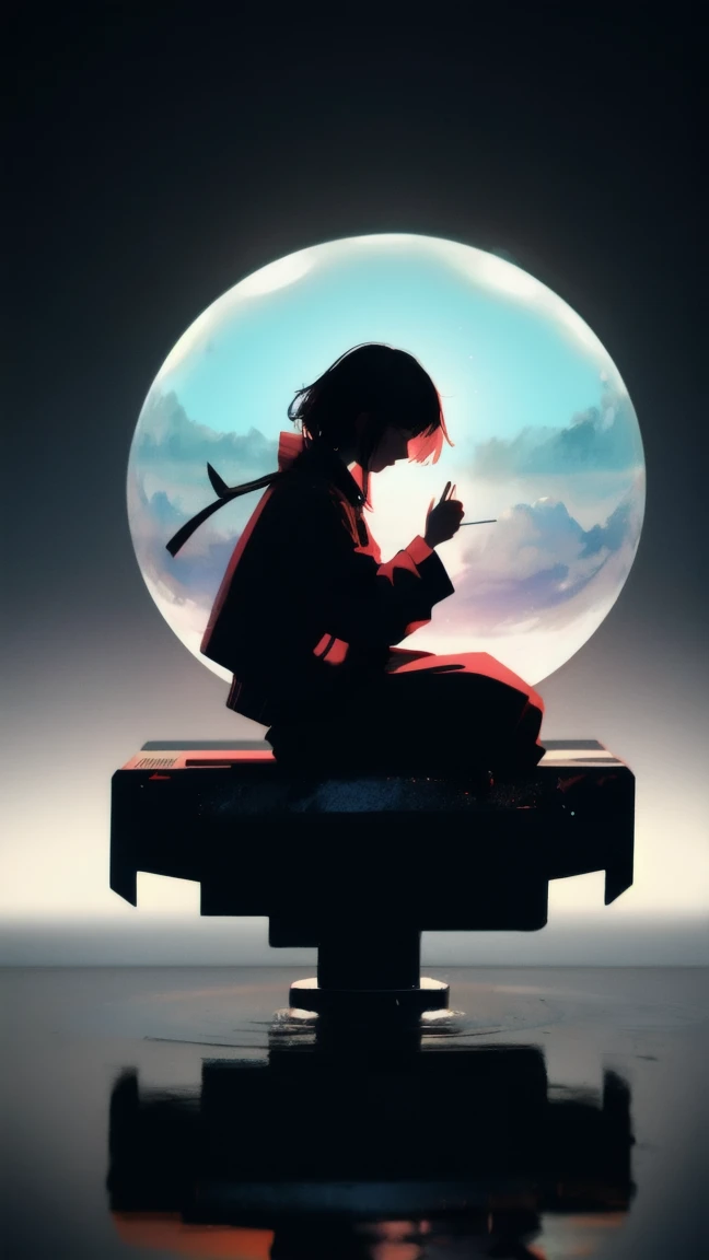 Girl sitting on a water puddle with a speech bubble, crying as transaction is stuck, concept art by Eglon van der Neer, Artstation, stuckism, stuck, 3 d illustration, 3d illustration, trending on cgstation, 2. 5 d illustration, 2 d illustration, 2d illustration, still capture, illustration!, 3 d illutration, no gradients
