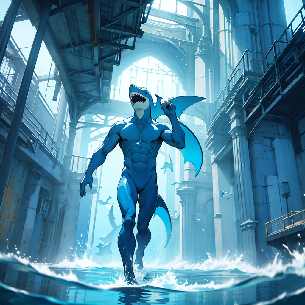 Bipedal shark, cerulean, inside the water