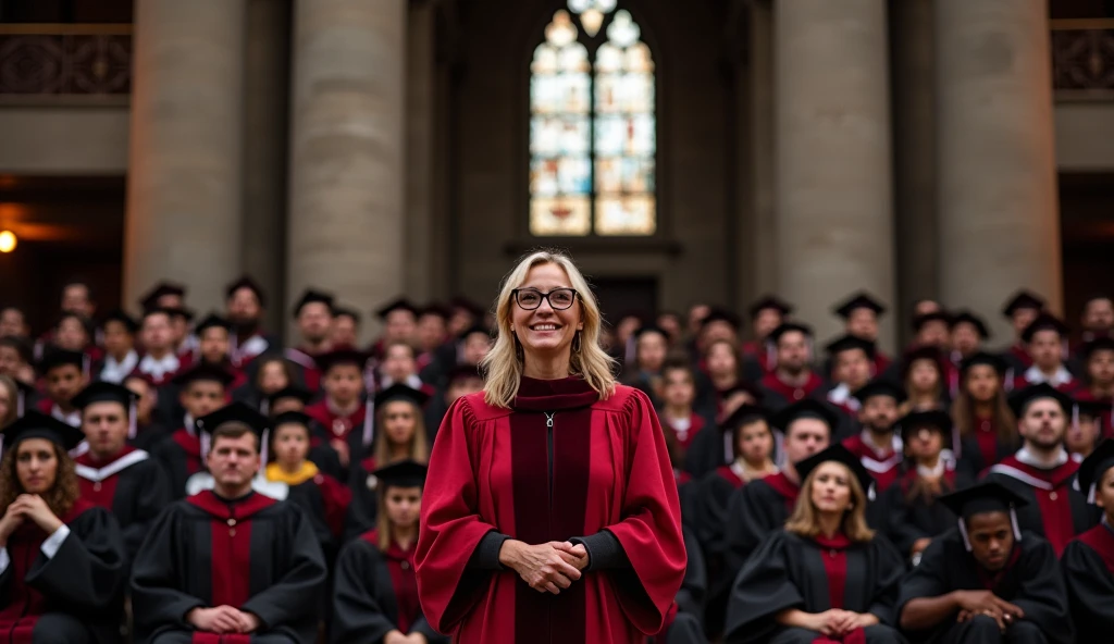 
A stage at Harvard University with J.K. Rowling delivering her famous speech, with an overlay of her quote, “It is impossible to live without failing at something...”