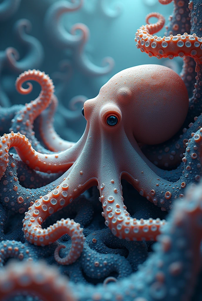 Octopus in fractal art style、masterpiece、最high quality、high quality、High resolution、16K、to be born、超High resolution、超detailedな、detailed、Very delicate and beautiful、A highly detailedd、