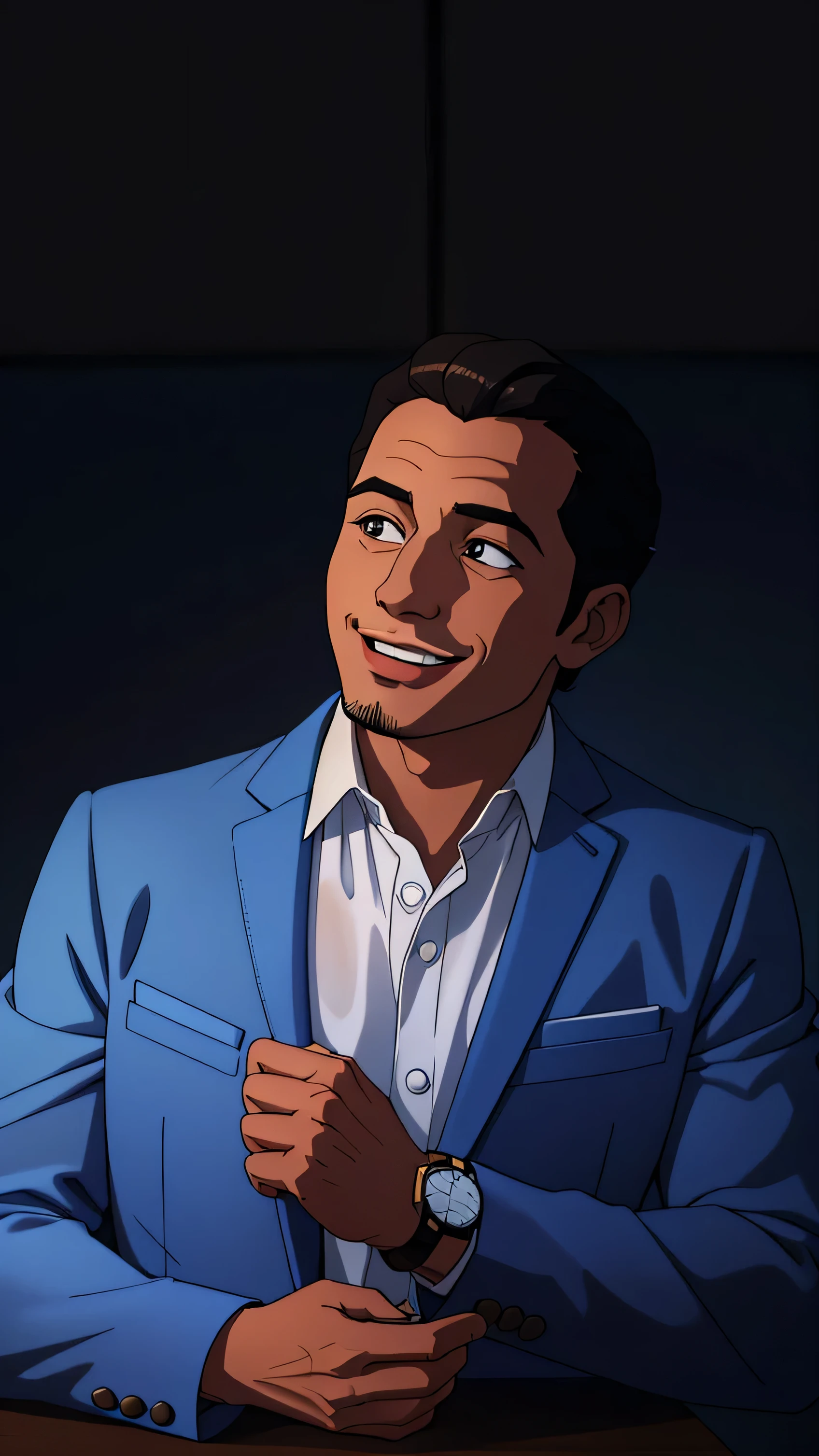 arafed man in a blue suit and white shirt adjusting his watch, profile photo, mohamed chahin, instagram post, headshot profile picture, andy worhol, ramil sunga, profile pic, inspired by Bikash Bhattacharjee, taken in the early 2020s, trending photo, photo of a man, nivanh chantharaHD,young people, cartoons, happy, happy, excited, excited, joyful, ((surprise)), carefree, beautiful eyes, cute, smiling face, UWU, happy, proud, ((smiling face)),;3, uwu